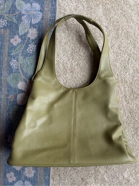 Nine West Olive Green Faux Leather Hobo Shoulder Tote with Wallet